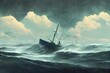 Sea, Boat and Hope. Fiction Backdrop. Concept Art. Realistic Illustration. Video Game Digital CG Artwork. Nature Scenery.