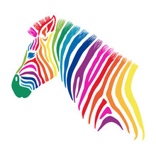 Colorful Zebra Head, Side View, Illustration Over A Transparent Background, PNG Image