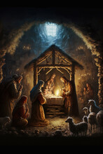 Christmas Nativity Scene With Jesus