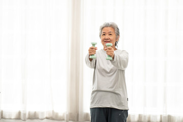 Asian Senior exercising. Group of active asian seniors exercising. group of elderly people having fitness class. Active Asian senior group mix with man and woman exercise