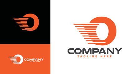 Sticker - Modern company logo letter O Express for logistics, delivery, travel, shuttle, travel etc.