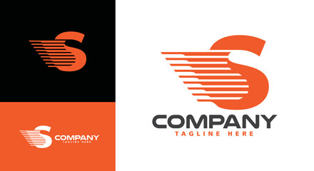 Sticker - Modern company logo letter S Express for logistics, delivery, travel, shuttle, travel etc.