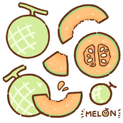 Wall Mural - melon cartoon drawing set