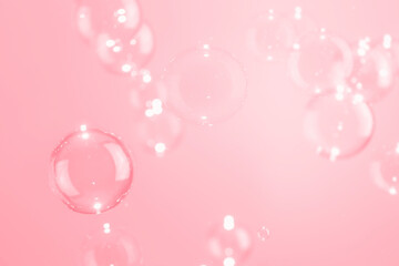 Wall Mural - Abstract Beautiful Pink Soap Bubbles Background. Freshness Soap Sud Bubbles Water.