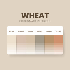 Color palette in a Wheat colour theme collections. Color scheme or colors chart template. Color combination set of RGB, HSL and HEX codes. Color swatch for art, fashion, home design, or web design.