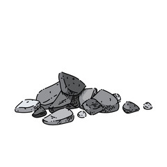 gravel sketch hand drawn vector stone pile, black small sand, crushed pebble