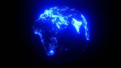Wall Mural - effective bright blue planet earth globe focused on Europe and Africa.