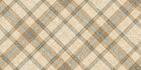 Poster - old grungy ragged fabric diagonal texture light classic colors tweed down scarf brown gray strips on beige checkered gingham repeatable ornament for plaid tablecloths shirts tartan clothes dresses bed