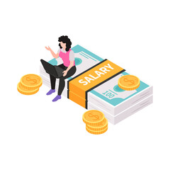 Sticker - Isometric Salary Cash Composition