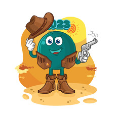 Wall Mural - 2023 cowboy with gun character vector