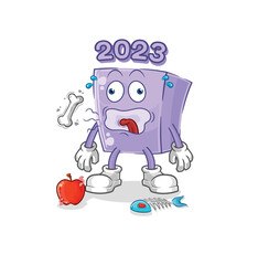 Sticker - new year burp mascot. cartoon vector