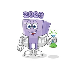 Canvas Print - new year scientist character. cartoon mascot vector