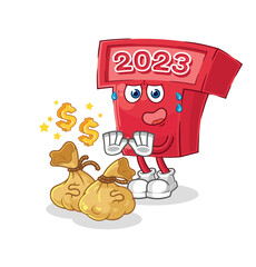 Canvas Print - new year 2023 refuse money illustration. character vector