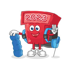 Canvas Print - new year 2023 go camping mascot. cartoon vector