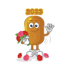 Poster - 2023 new year with bouquet mascot. cartoon vector