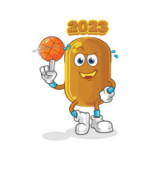 Sticker - 2023 new year playing basket ball mascot. cartoon vector