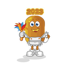 Sticker - 2023 new year maid mascot. cartoon vector