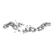 broken chain hand drawn vector. link freedom, steel metal, separation connection, iron power, dividing strength, disconnect, weakness broken chain sketch. isolated color illustration