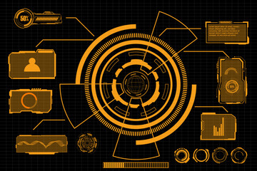 Wall Mural - digital interface hud elements set pack. user interface, frame screens. callouts titles, fui circle 