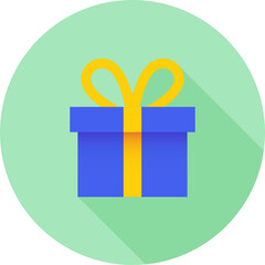 Gift box icon in flat design style. Wrapped gift box with ribbon sign.