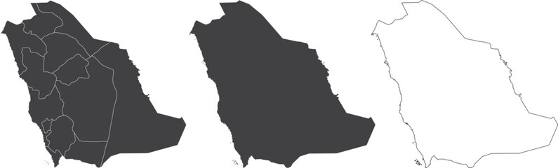 Wall Mural - set of 3 maps of saudi arabia - vector illustrations