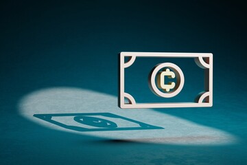 Leinwandbilder - Beautiful abstract illustrations Cryptocurrency Cash symbol icon on a dark blue background. 3d rendering illustration. Background pattern for design.