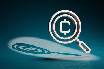 Leinwandbilder - Beautiful abstract illustrations Cryptocurrency Coin Search symbol icon on a dark blue background. 3d rendering illustration. Background pattern for design.
