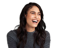 PNG Shot Of A Beautiful Young Woman Laughing While Standing Against A Grey Background