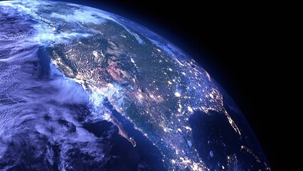 Wall Mural - realistic 3d modeling earth focused America. Elements of this image furnished by NASA