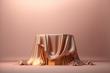 Poster - Luxury Podium Covered With Silk Cloth for Display Products. generative ai