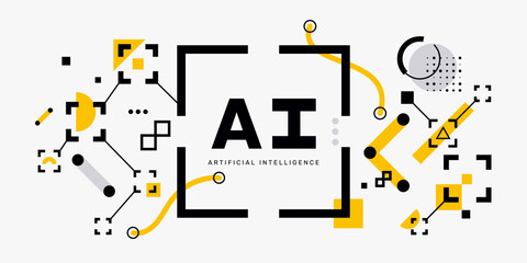 technology background with abstract geometric shapes and lines. ai (artificial intelligence) concept