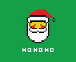 Santa Claus banner. Ho ho ho. Merry Christmas and Happy New Year pixel art illustration