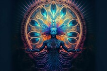 Meditation Concept With Spiritual Fractal Mandala Background
