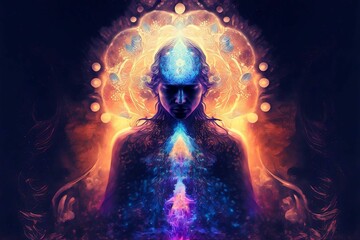 Drawing of spiritual angel connecting to the divine