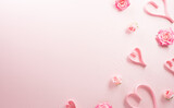 Fototapeta Mapy - Happy valentine's day and love decoration background concept made from pink hearts and rose on pastel pink background.