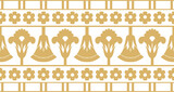 Vector golden seamless ornament of ancient Egypt. endless Border, frame in the pyramids