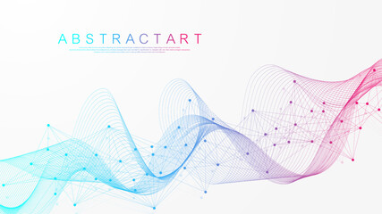 Global network connection concept. Big data visualization. Social network communication in the global computer networks. Internet technology. Business. Science. Vector illustration