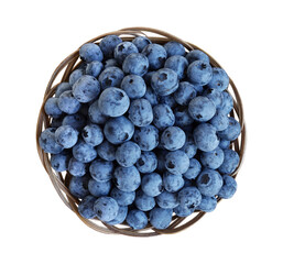Wall Mural - blueberries in basket top view isolated on white transparent with png background