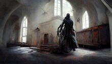 Illustration Of A Wraith In A Old Church