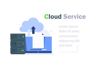 Wall Mural - database protection on cloud, data center secure,cloud storage landing page website