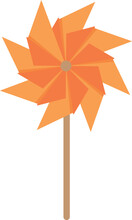 Orange Vane Icon Cartoon Vector. Toy Wind. Origami Spinner