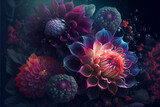 Fototapeta Do akwarium - Neon colorful dahlia arrangement