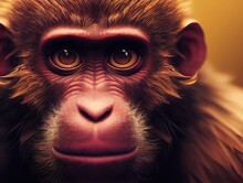 Monkey Animal. Monkey Portrait. Digital Art Style, Illustration Painting.