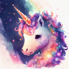 Wall Mural - Unicorn illustration for children design. Rainbow hair. Isolated. Cute fantasy animal.