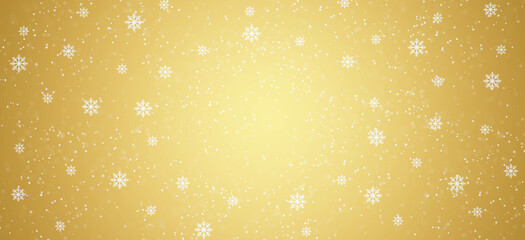 Wall Mural - Christmas snowy winter design. Snow yellow background.  Blurred background