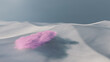 Sci-Fi surreal dunes with pink cloud in dreamy desert. 3d render, 3d illustration.