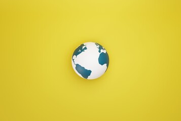 Small globe on a dark background. The concept of globalization, traveling around the world, international interests. 3D render, 3D illustration.