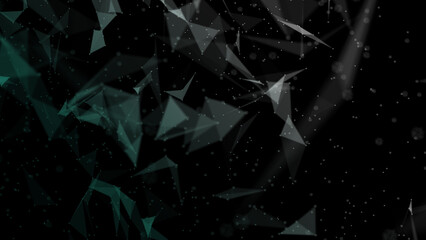 Poster - abstract plexus green geometry background. digital technology network connection concept. 3d rendere