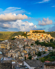 Wall Mural - View of Ragusa (Ragusa Ibla), UNESCO heritage town on Italian island of Sicily. View of the city in Ragusa Ibla, Province of Ragusa, Val di Noto, Sicily, Italy.
