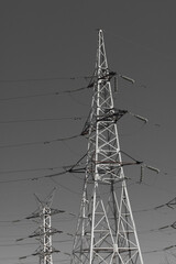 Electricity voltage high energy power technology electrical tower industry line electric grey sky